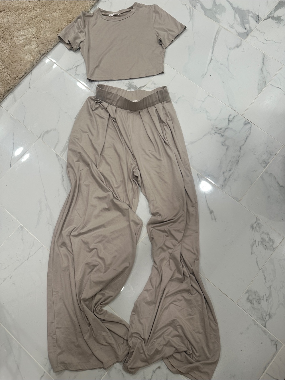 WinWin Wide-Leg Lounge Pants in Taupe Beige